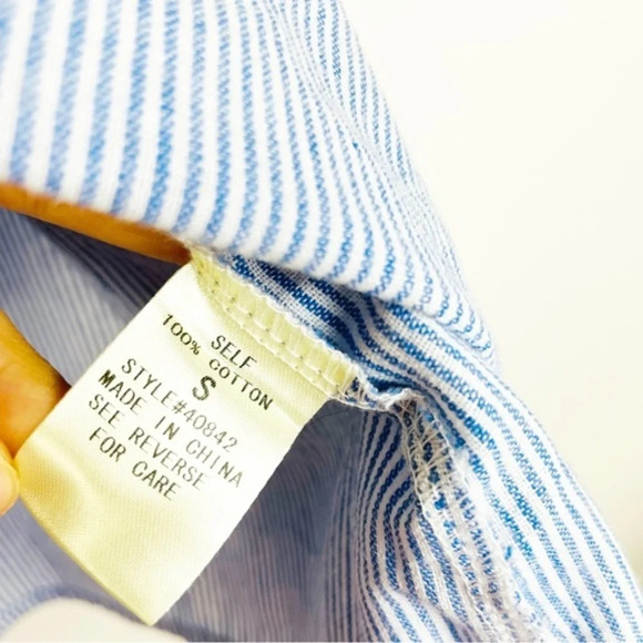 FREEWAY Blue Stripe Off The Shoulder Top Size Small - Picture 6 of 6